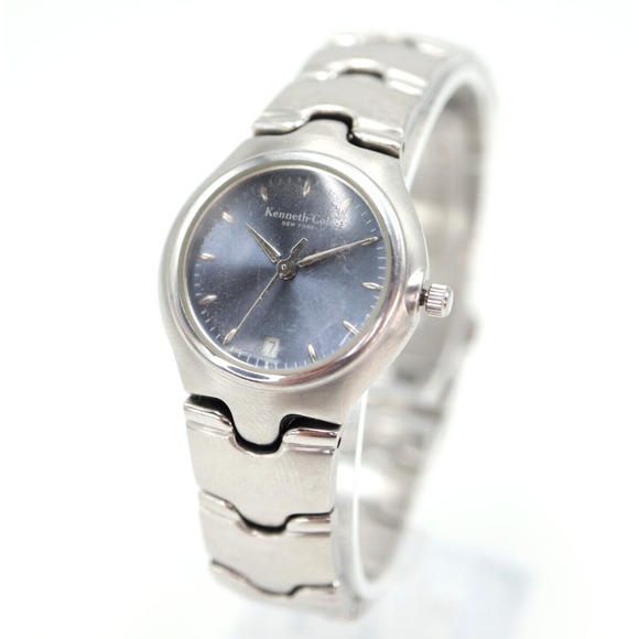 Kenneth Cole NY Womens Watch 26mm Blue Gray Date Dial KC4247 Stainless Steel - Picture 1 of 15